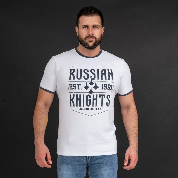 Футболка стрейч белая «Russian Knights»
